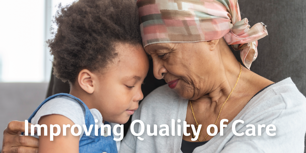 Senior cancer patient sitting with her granddaughter